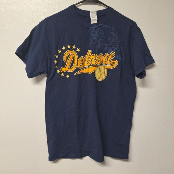 Gilman Detroit Tigers MLB Baseball Michigan Fan Blue Short Sleeve Mens Medium - Picture 1 of 5